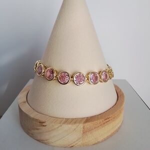 Gold and Pink Galaxy Candy Stone Bracelet